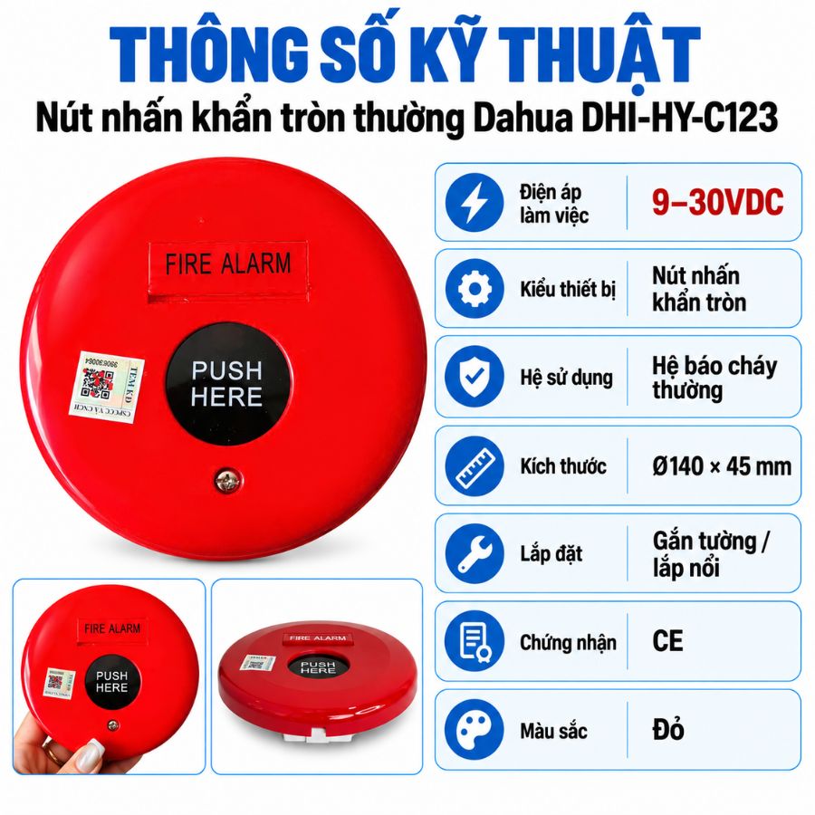 Nút nhấn khẩn tròn thường Dahua DHI-HY-C123