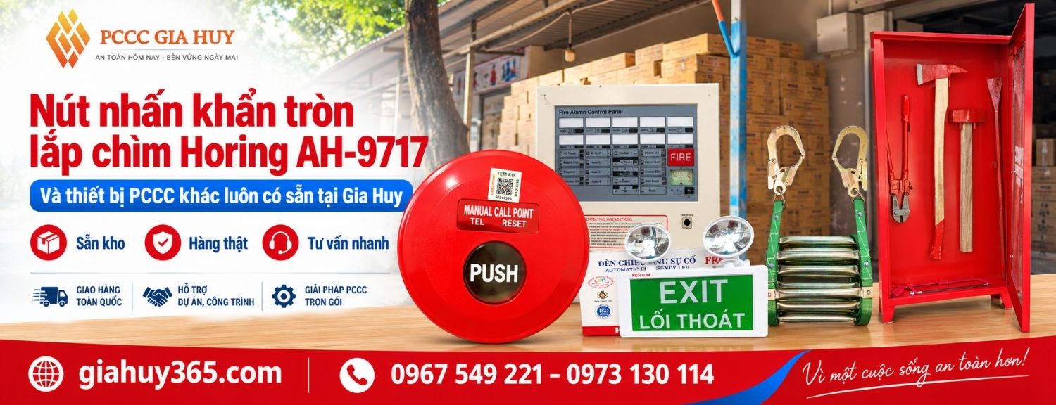 Nút nhấn khẩn Horing AH-9717 cùng thiết bị báo cháy tại Gia Huy