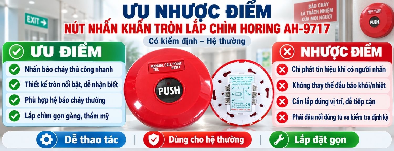 Ưu điểm và giới hạn của nút nhấn khẩn tròn Horing AH-9717