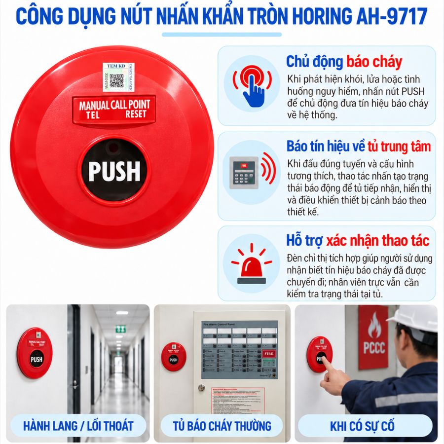 Nút nhấn khẩn tròn lắp chìm Horing AH-9717 – Hệ thường