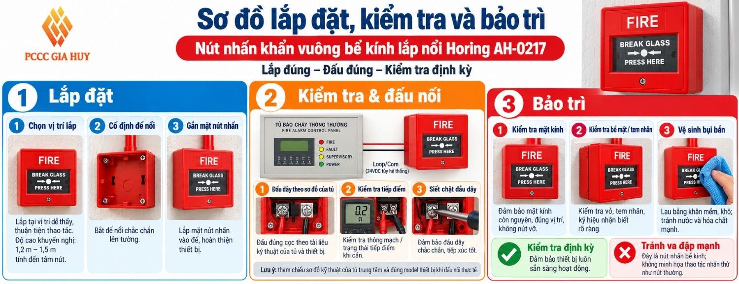 Lắp đặt kiểm tra và bảo trì nút nhấn Horing AH-0217