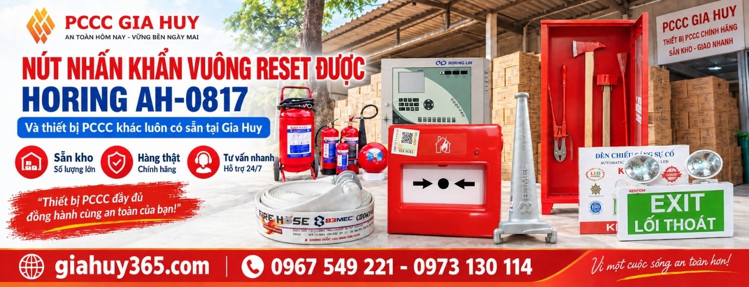 Nút nhấn Horing AH-0817 và các thiết bị báo cháy tại PCCC Gia Huy