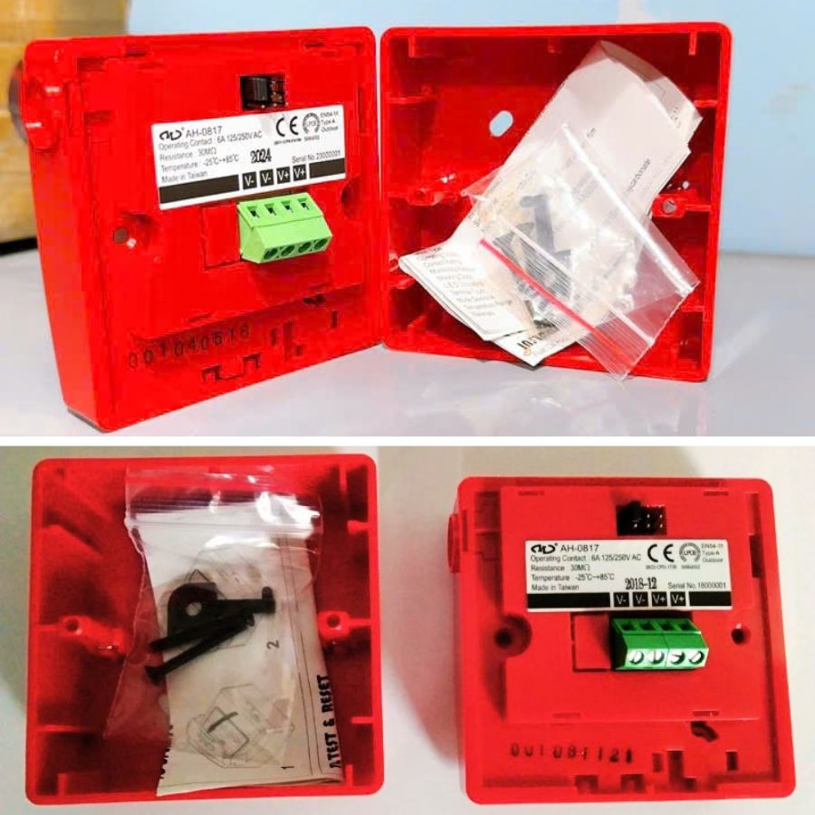 Nút nhấn khẩn vuông reset được Horing AH-0817–Không nắp chụp