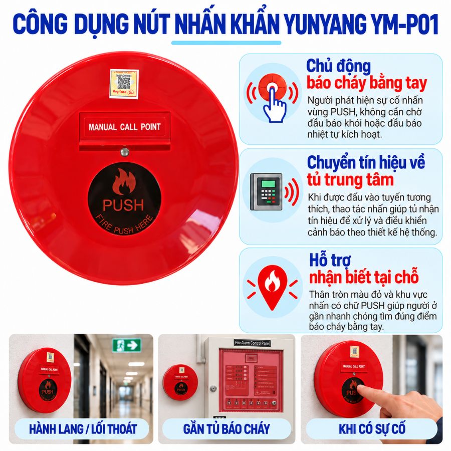 Nút nhấn khẩn báo cháy tròn Yunyang YM-P01
