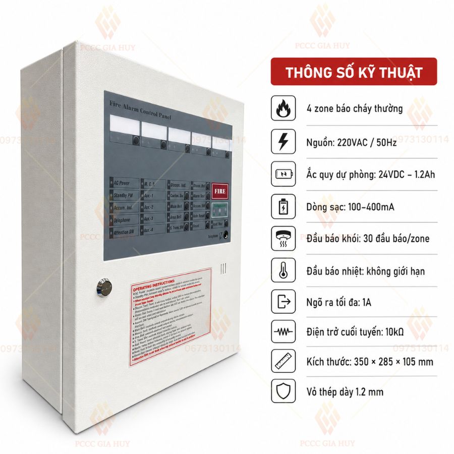 Tủ trung tâm báo cháy 4 kênh Horing AH-00212-4L chính hãng&nbsp;