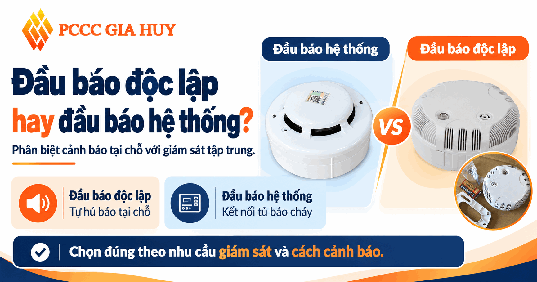 Đầu báo khói độc lập và đầu báo hệ thống