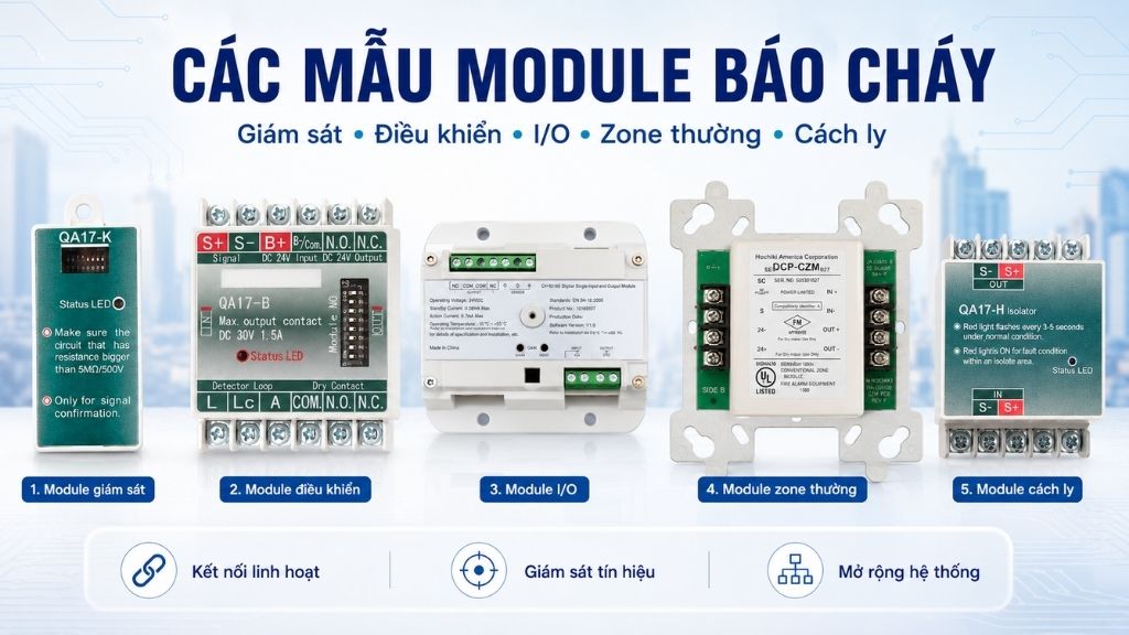 Các loại module báo cháy địa chỉ dùng cho giám sát điều khiển và cách ly