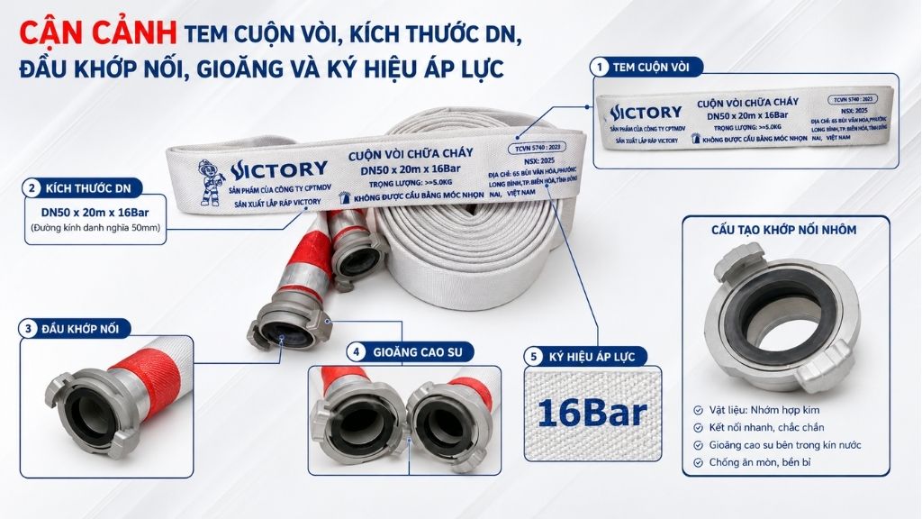 Thông số DN khớp nối và áp lực của vòi chữa cháy