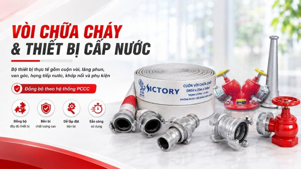 Vòi chữa cháy và thiết bị cấp nước PCCC đồng bộ theo hệ thống
