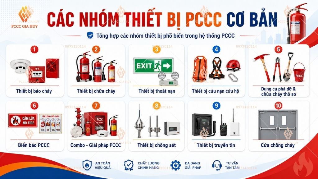 Các nhóm thiết bị PCCC cơ bản và quan trọng