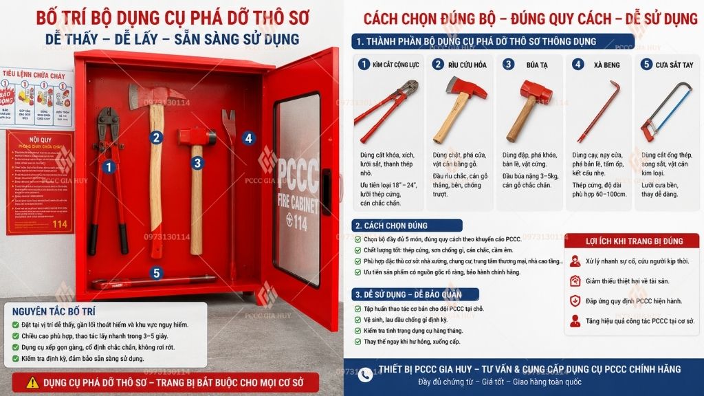 Cách chọn và Bố trí bộ dụng cụ phá dỡ dễ thấy dễ lấy