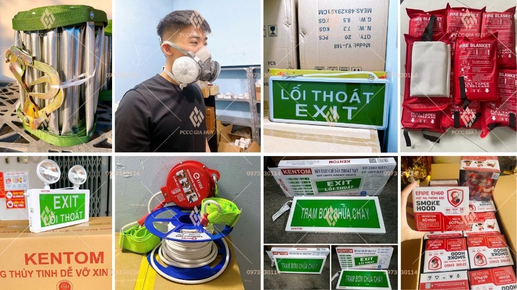 Danh mục thiết bị thoát hiểm gồm đèn Exit đèn sự cố và dụng cụ thoát nạn