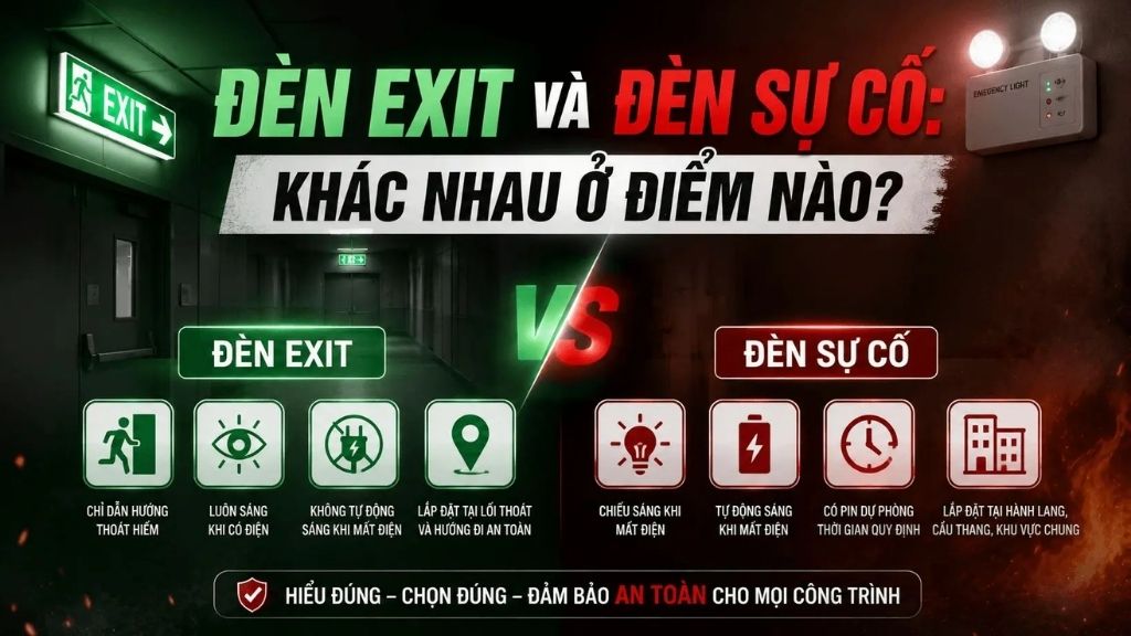 phân biệt đèn exit và đèn sự cố 
