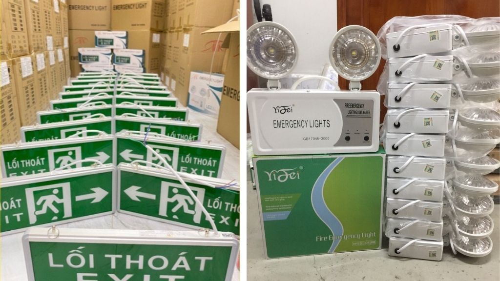 thiết bị chiếu sáng thoát hiểm gồm đèn Exit và đèn sự cố