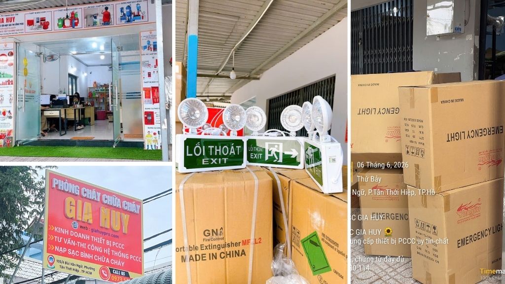 Kho thật hoặc khu vực trưng bày đèn Exit, đèn sự cố của PCCC Gia Huy