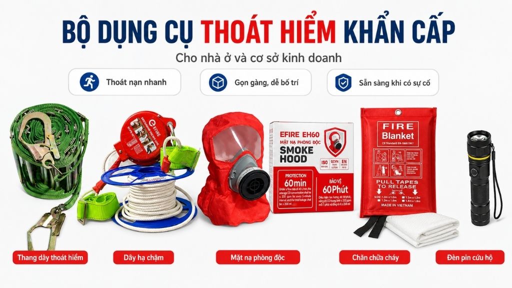 Bộ dụng cụ thoát hiểm khẩn cấp cho nhà ở và cơ sở kinh doanh
