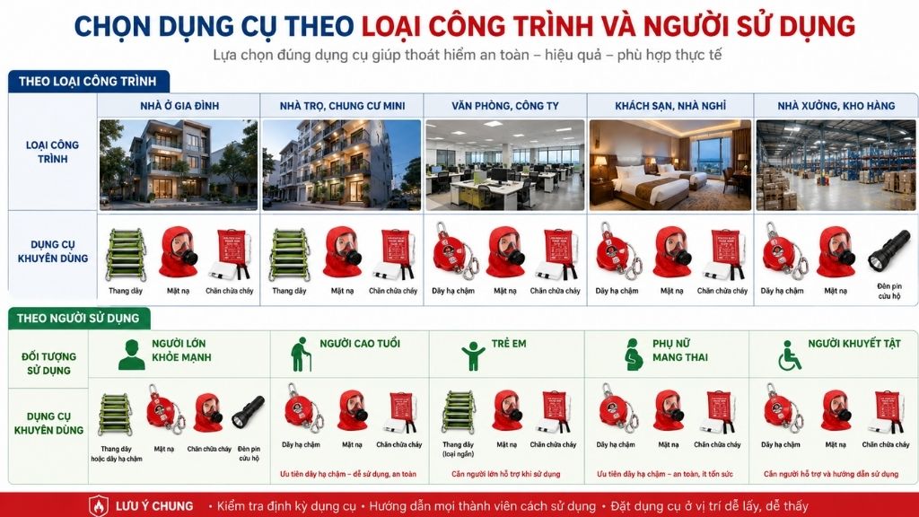 Chọn dụng cụ theo loại công trình và người sử dụng