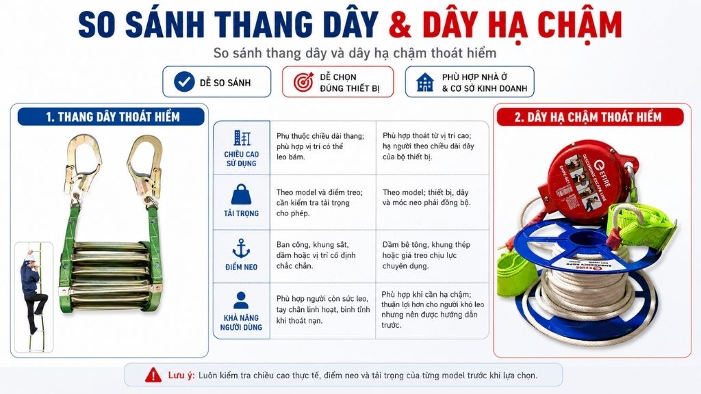 so sánh thang dây va thang hạ chậm